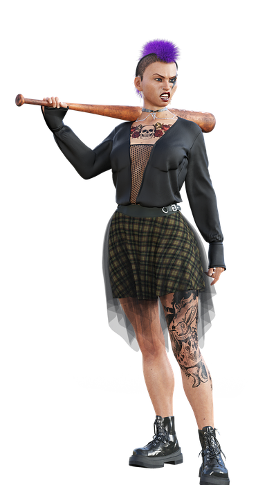 woman, punk, baseball bat