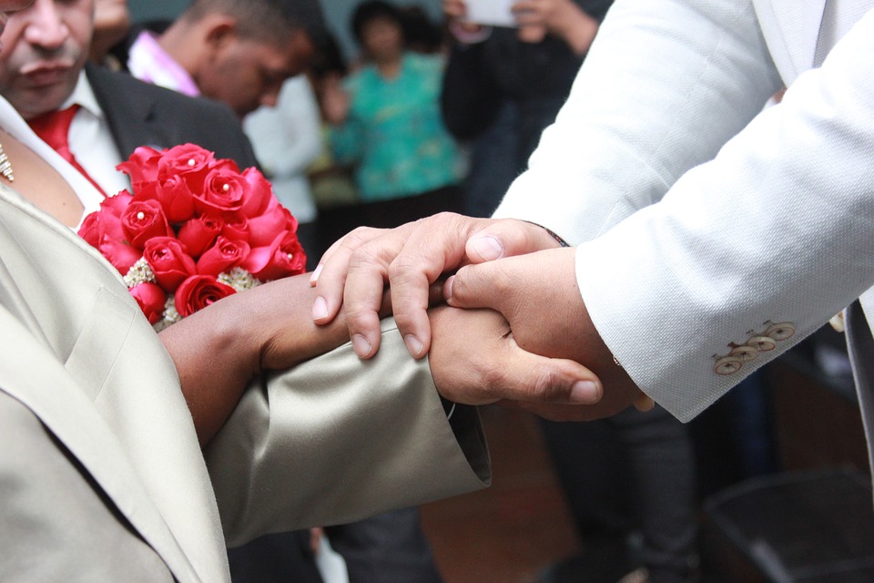 wedding, grooms, roses