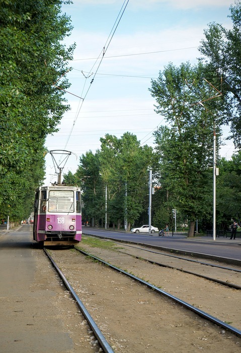 tram, railway rails, city