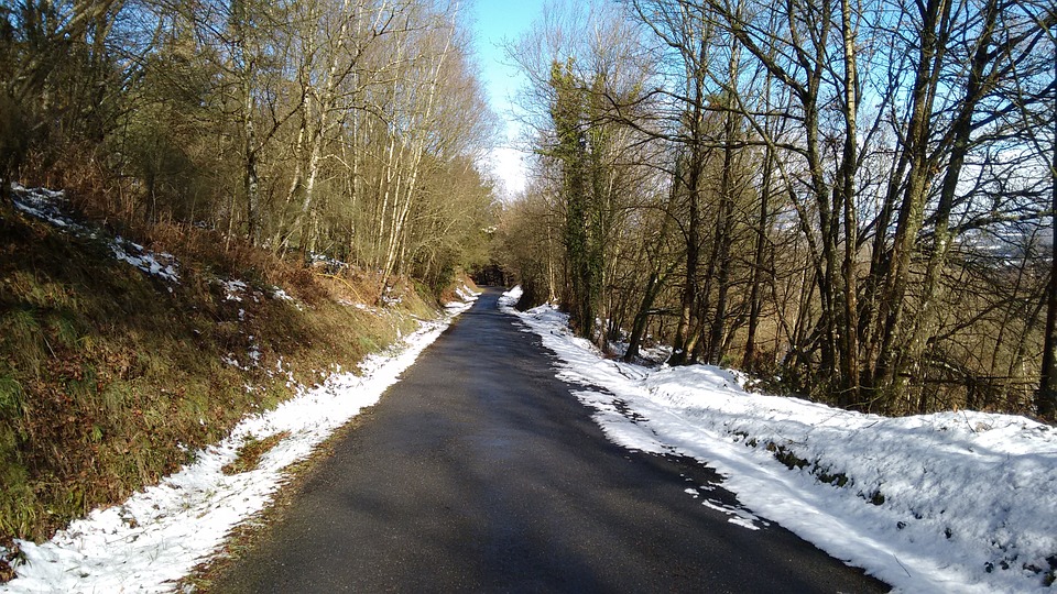 road, snowy landscape, winter