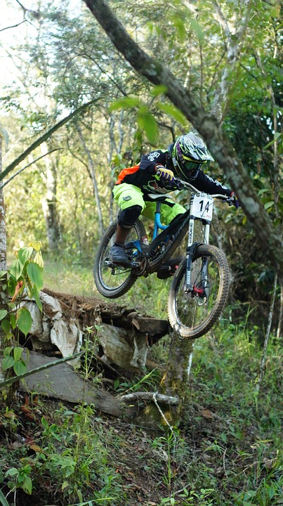 bicycle, downhill, jump