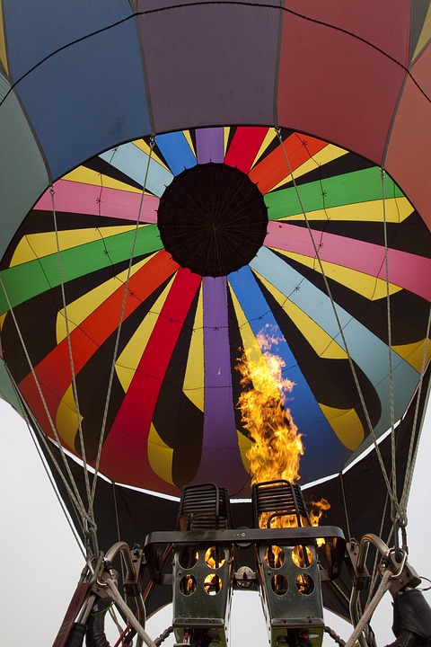 hot air balloon, flame, flight