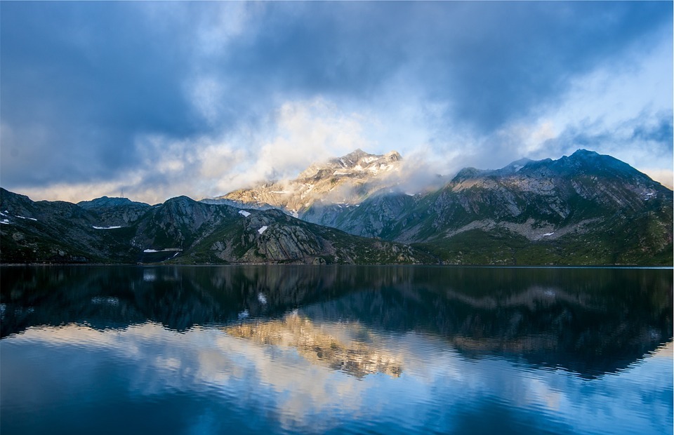mountains, lake, reflection