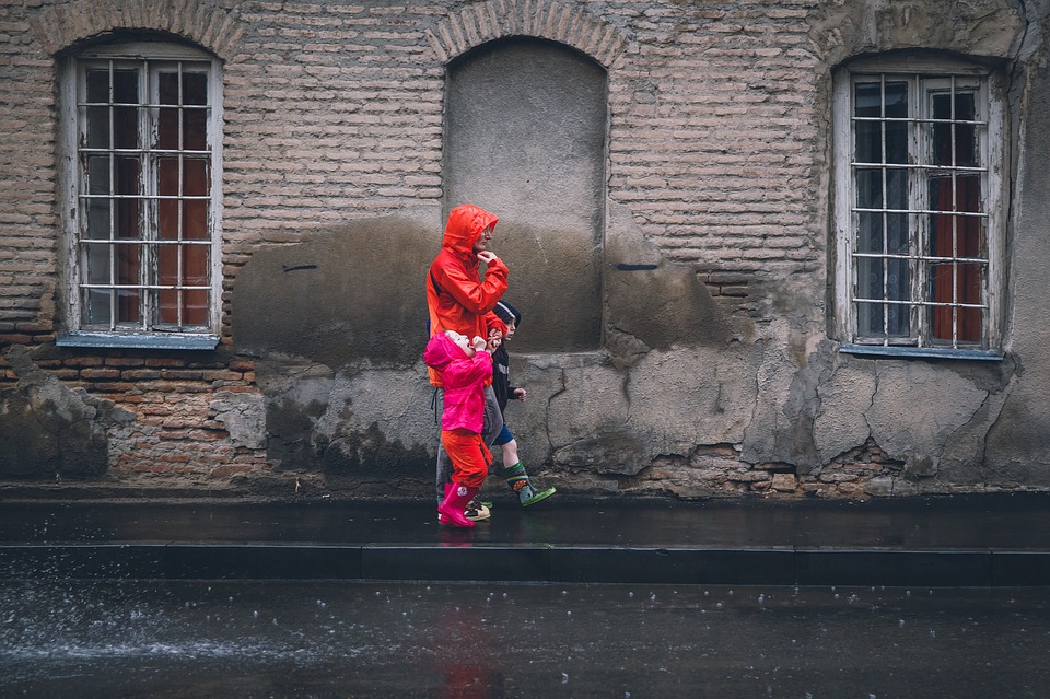 rain, raincoat, portrait