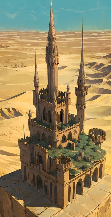 desert, tower, fantasy