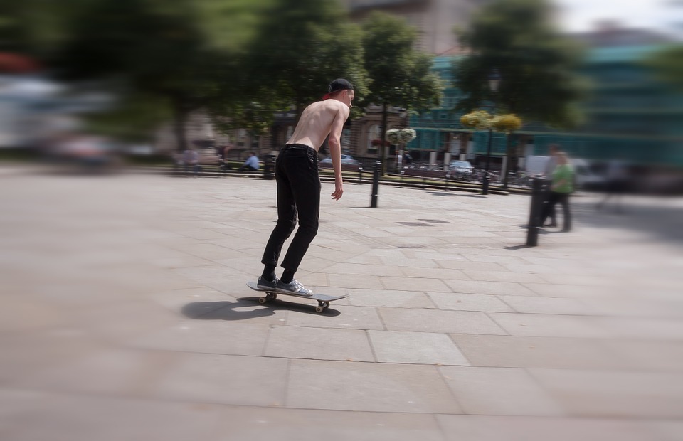 skateboard, roll, move