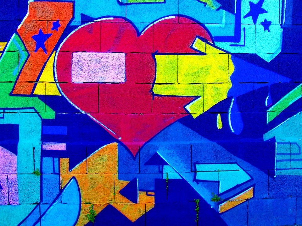 graffiti, heart, love