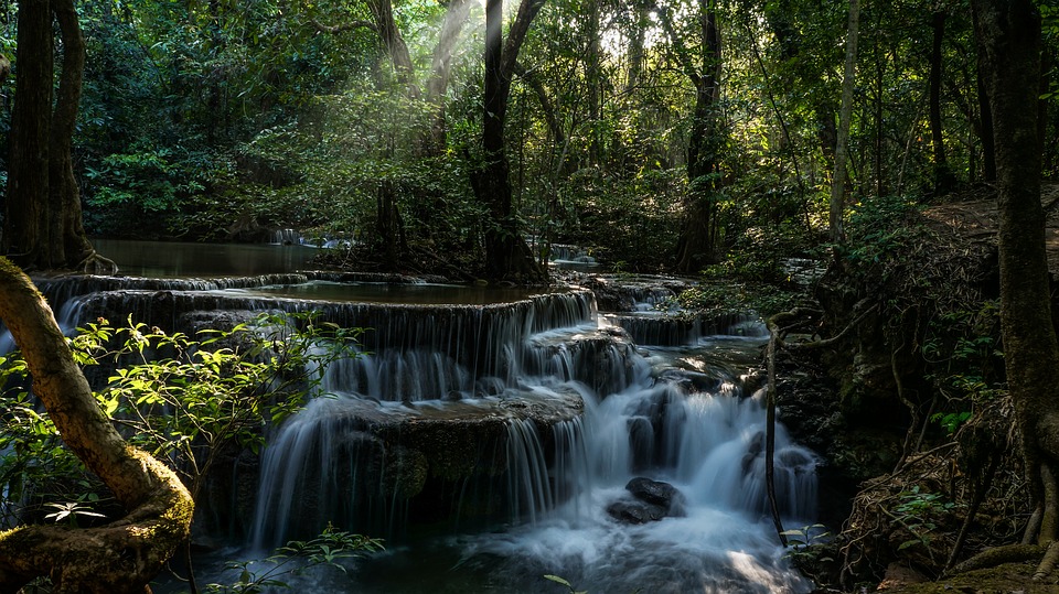 huay mae khamin waterfall, kanchanaburi, tourist attraction