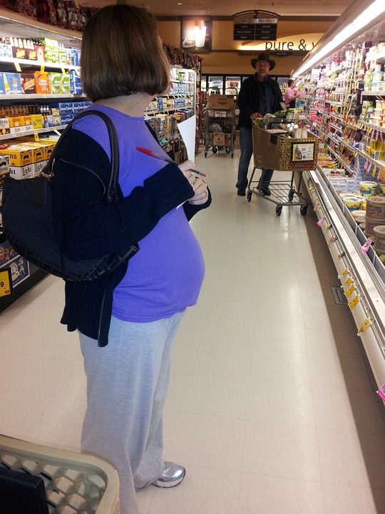 pregnant, supermarket, belly