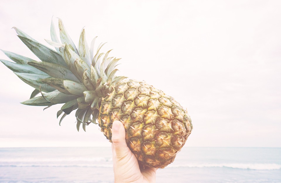 pineapple, holding, fruit