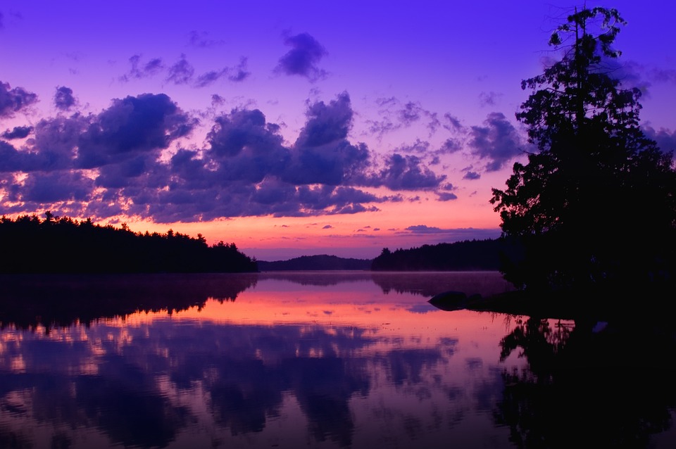 purple, dusk, dawn water