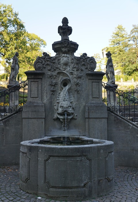 fountain, water, sculpture