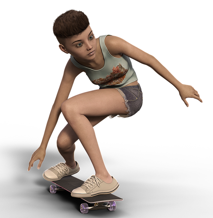 girl, teenager, skateboard
