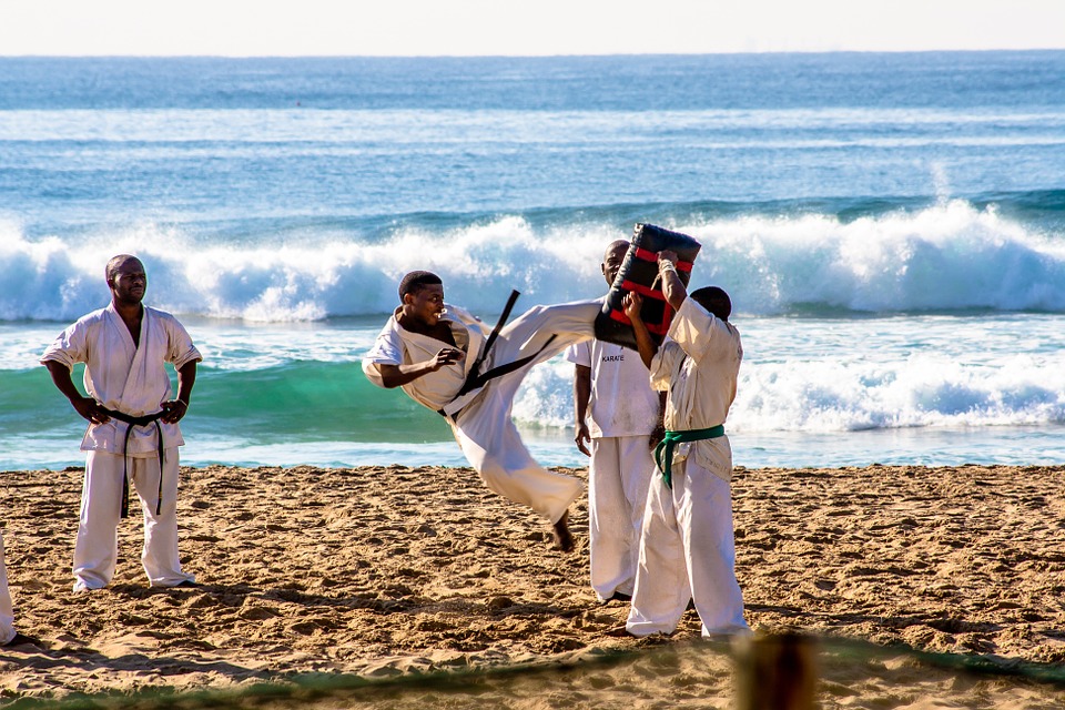 karate, sport, beach