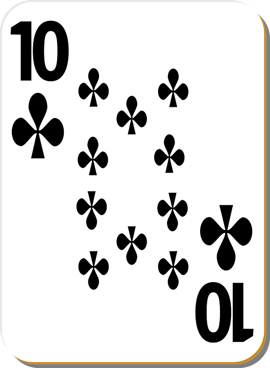 playing card, ten, clubs