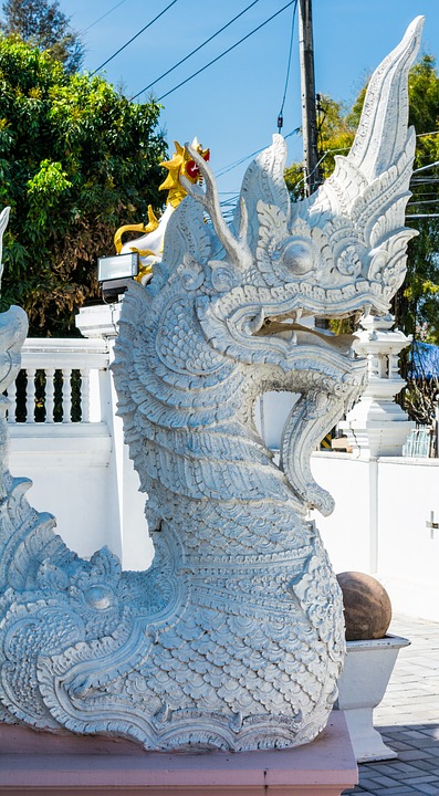 dragons, white, temple complex