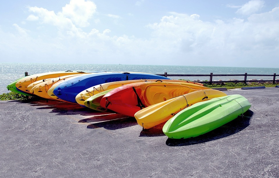 kayaks, for rent, colorful