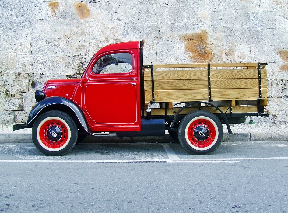 truck, red truck old truck, vintage truck