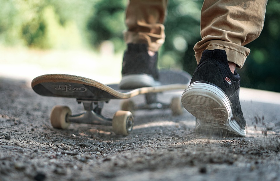 skateboard, shoes, active