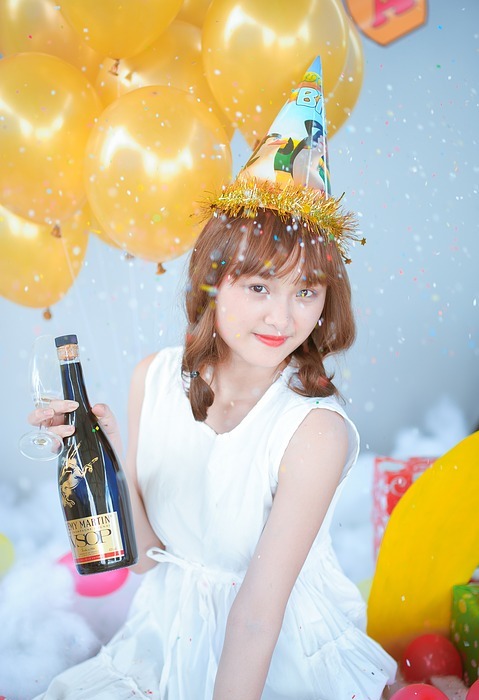 birthday, champagne, girl