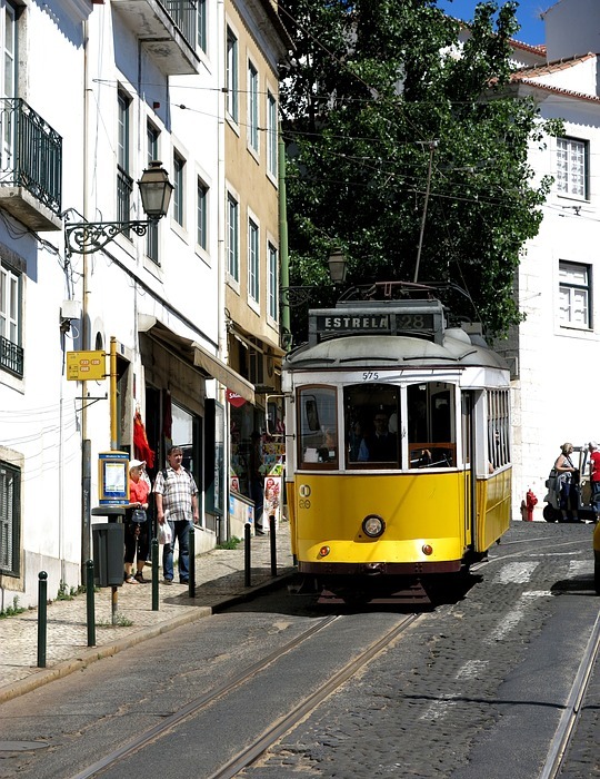 lisbon, old town, tram