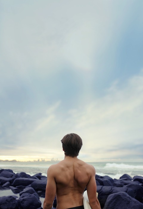 surfer, muscular, back