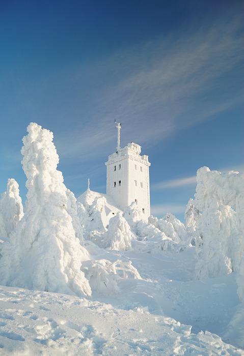 castle, winter, nature