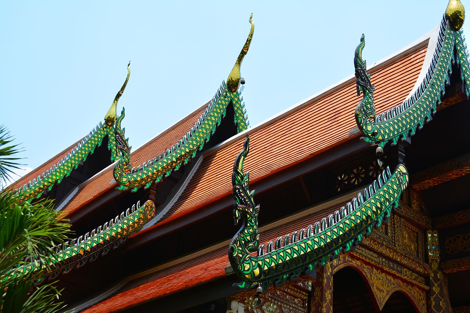 temple, roof, thailand