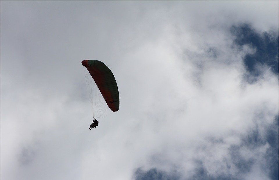 paragliding, parachute, sky