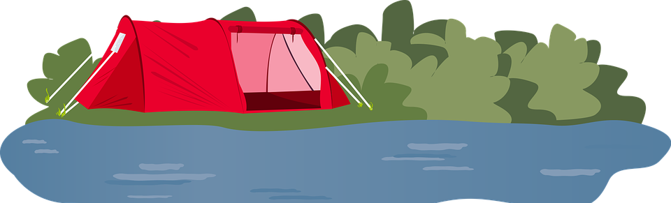 tent, camping, river