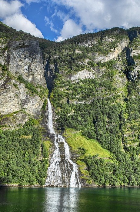 waterfall, fjords, norway