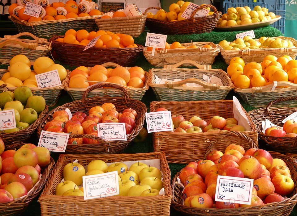 market, food, fruits