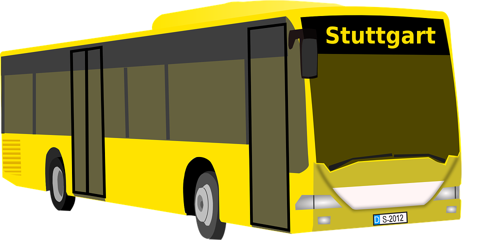 bus, yellow, automobile