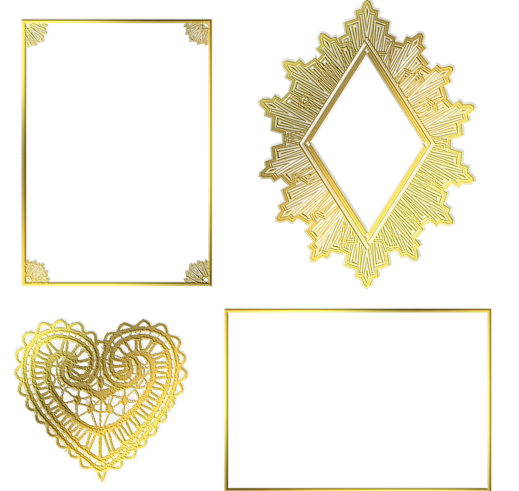 gold foil labels, borders, frames