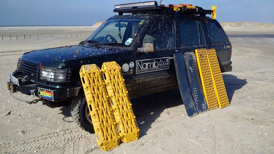 land rover, all terrain vehicle, beach