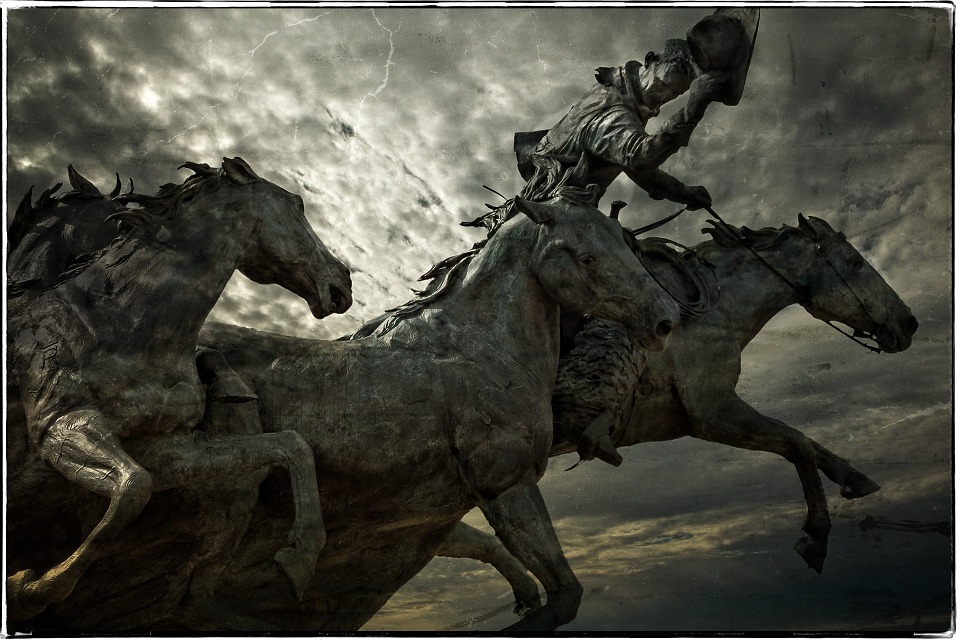 horses, rider, statue