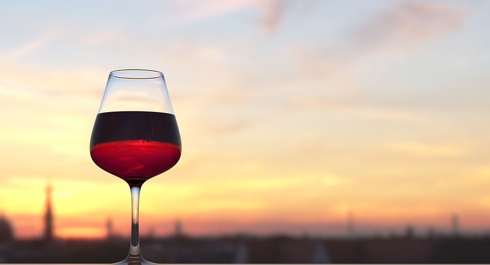 wine, sunset, summer