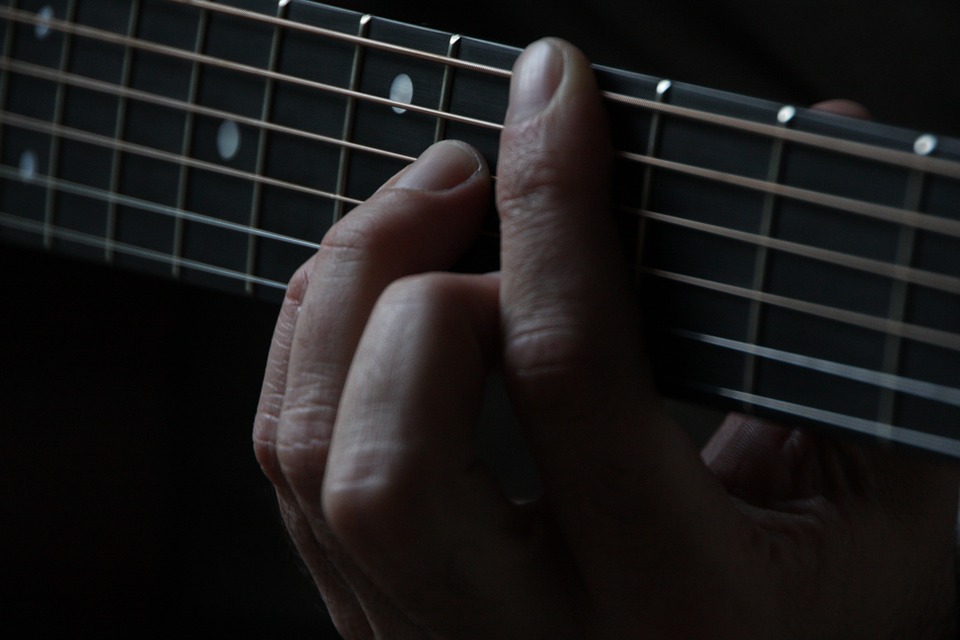 guitar, strings, finger
