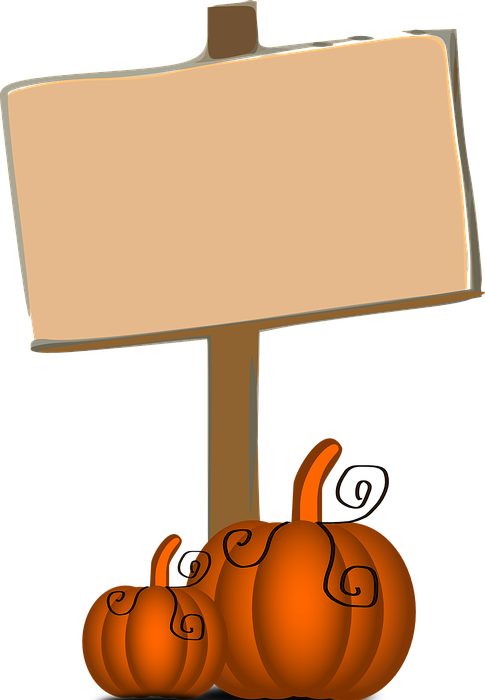 pumpkins, thanksgiving, signpost