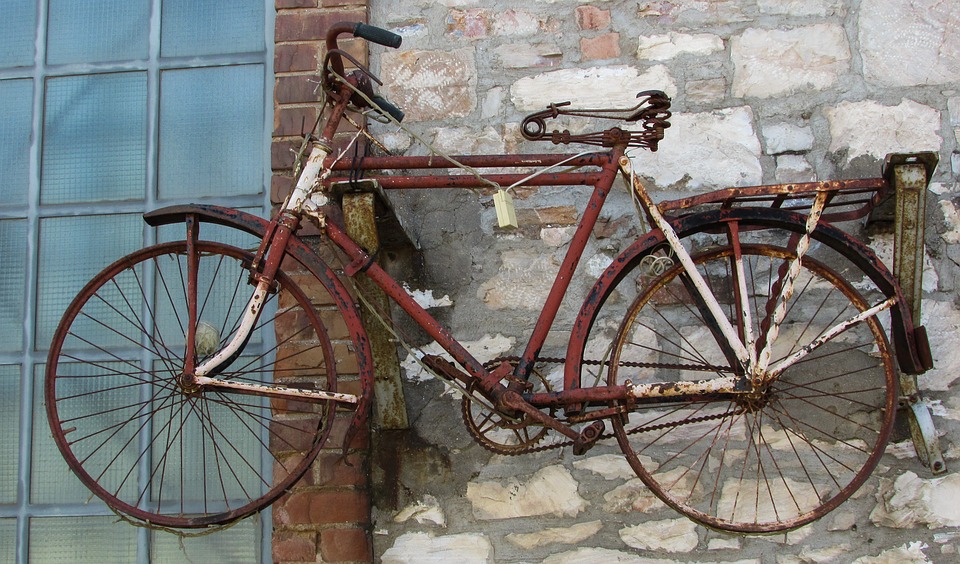 bicycle, rusty, aged