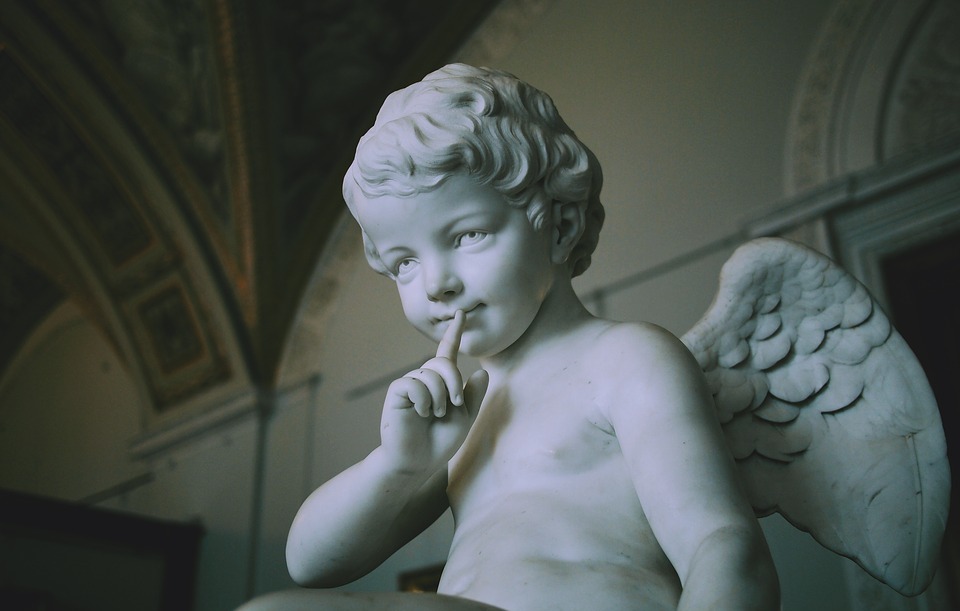 sculpture, angel, boy