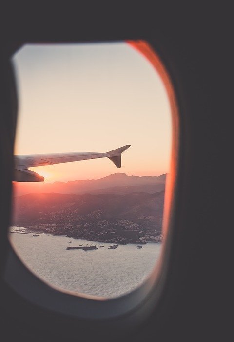 window, airplane, travel