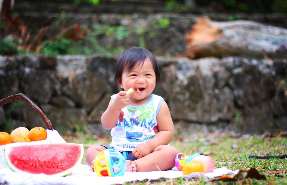 picnic, baby, eating