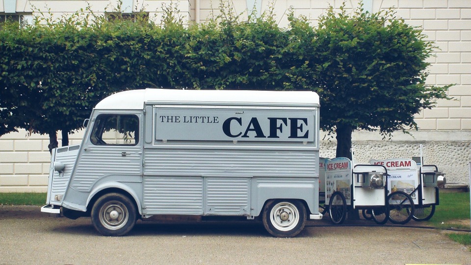 cafe, truck, food