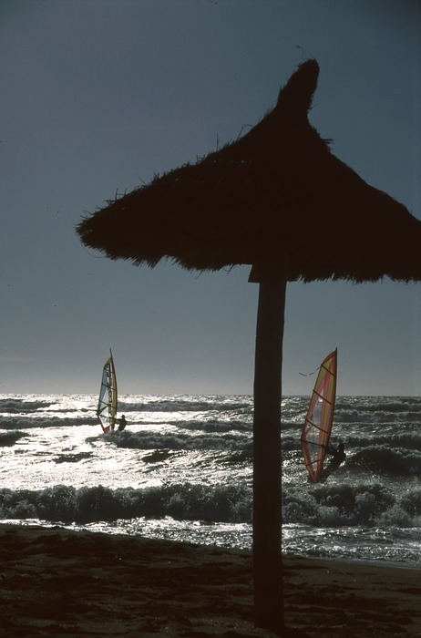 surfer, sunset, straw screen