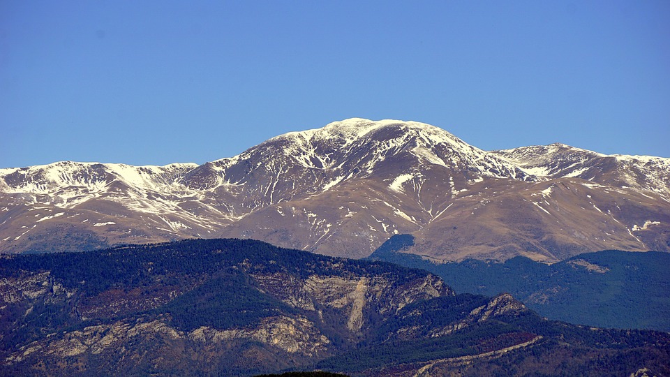 snowy mountain, the puigmal, peak