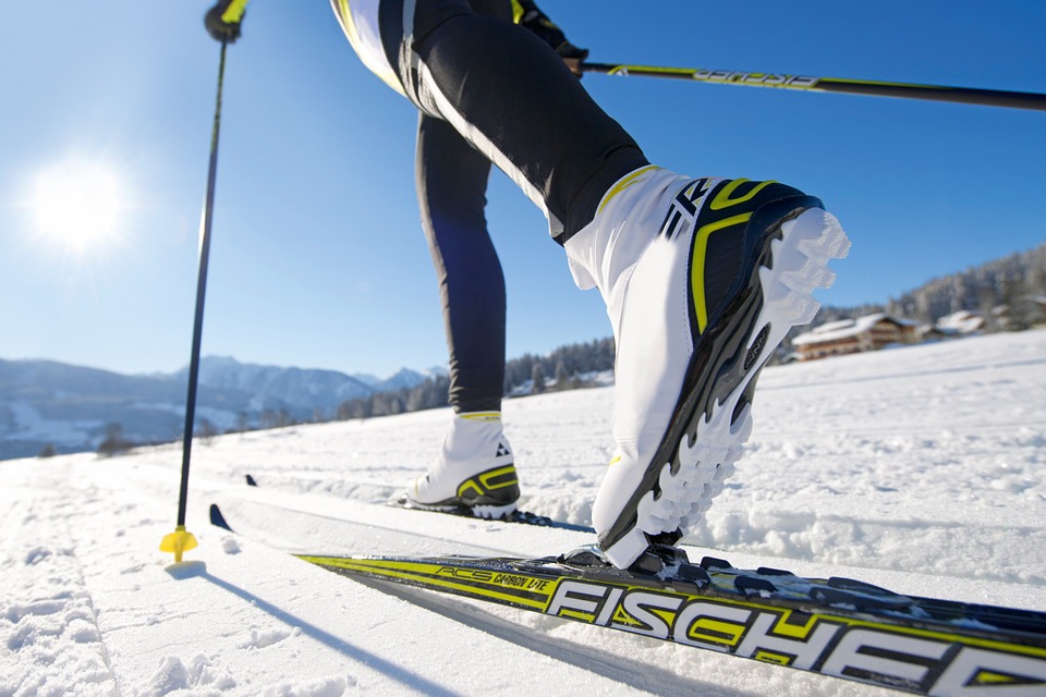 cross-country skiing, binding, langlaufschuh