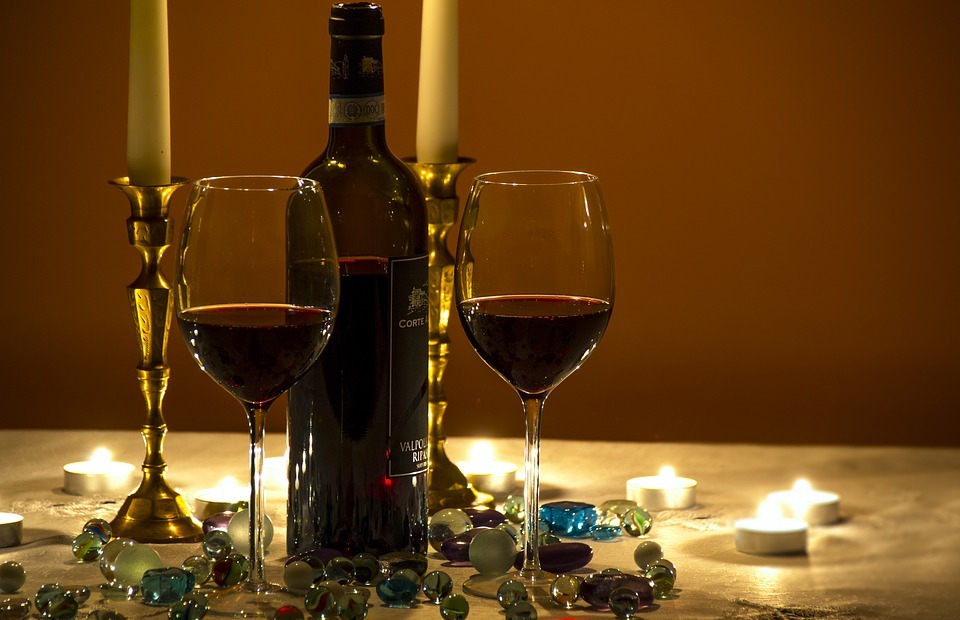 wine, wine glasses, moody evening