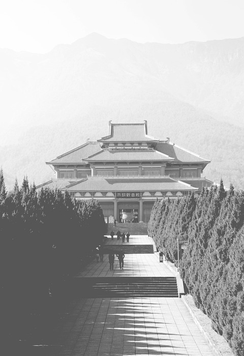temple, forest, building