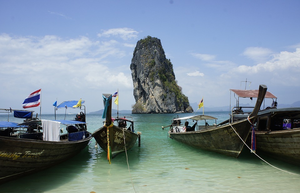 thailand, longtail boats, beach